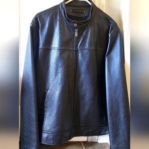 Men's leather motorcycle style jacket. Wilson brand